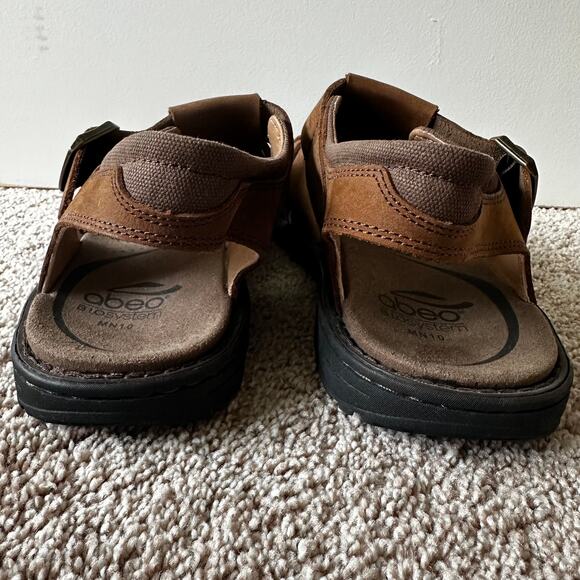 Abeo Brandon Neutral Leather Fisherman Sandals Leather Brown Mens 10 Bio Systems - Picture 5 of 15
